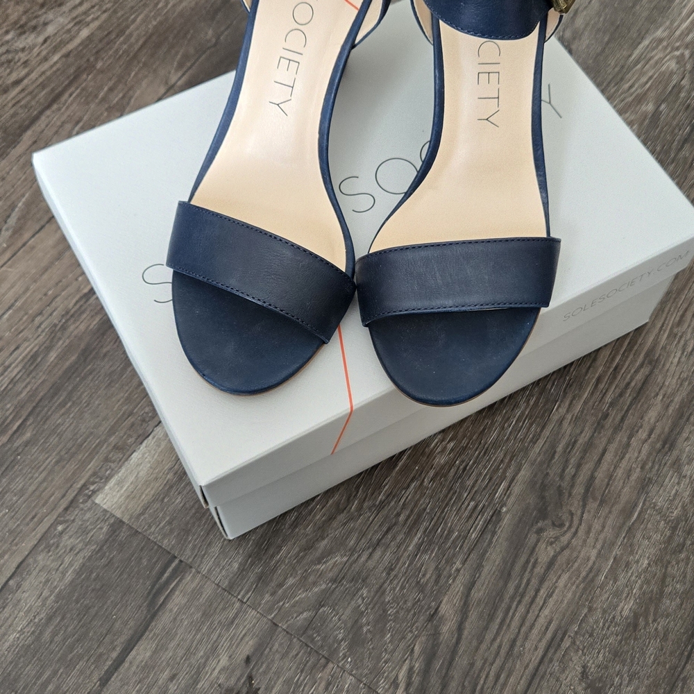 Society Navy Blue Heeled Sandals